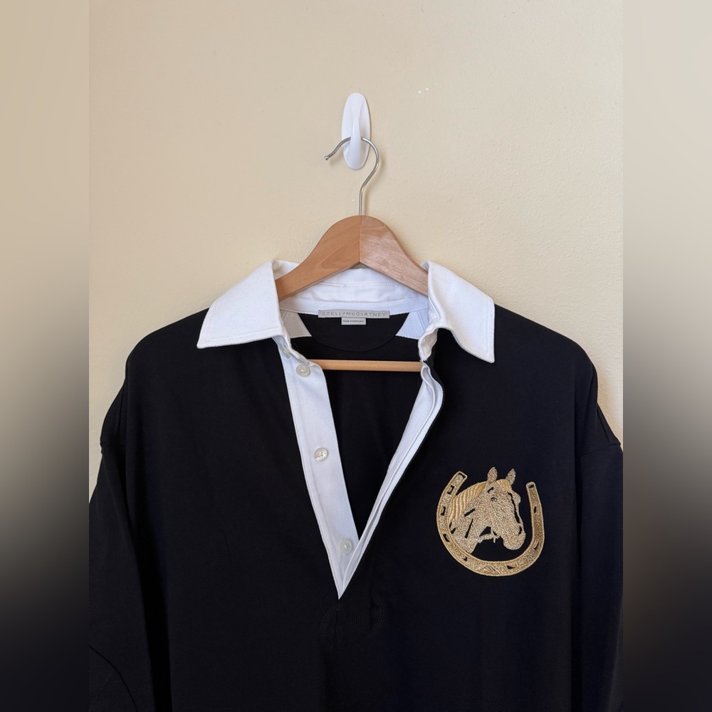 Stella McCartney Polo Club Oversized Rugby Top Shirt Black Taylor Swift Small - Picture 2 of 9